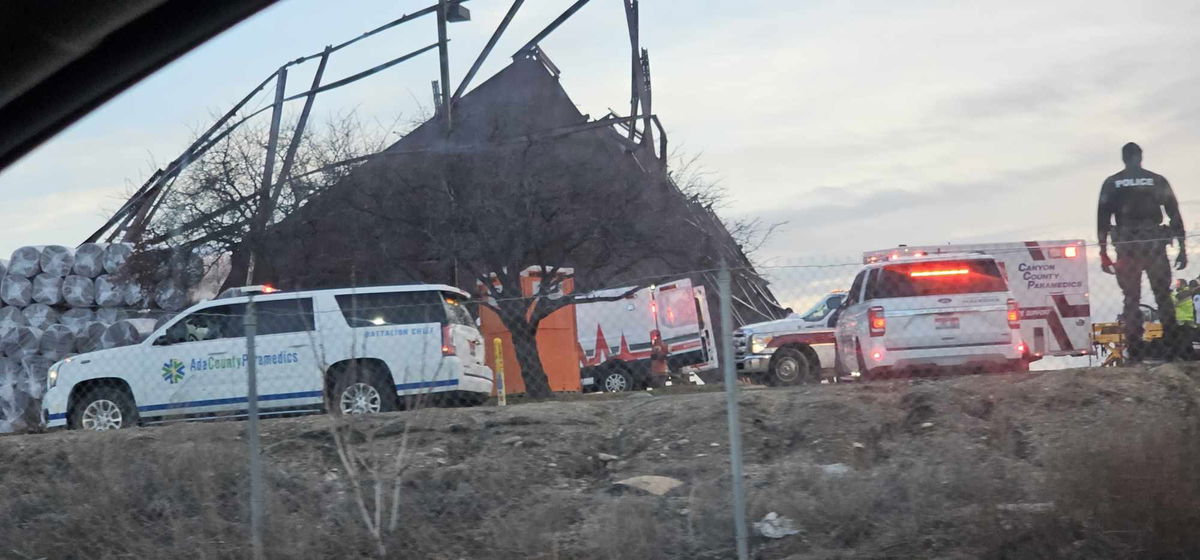 Building collapses near Boise’s airport on Jan. 31, 2024.