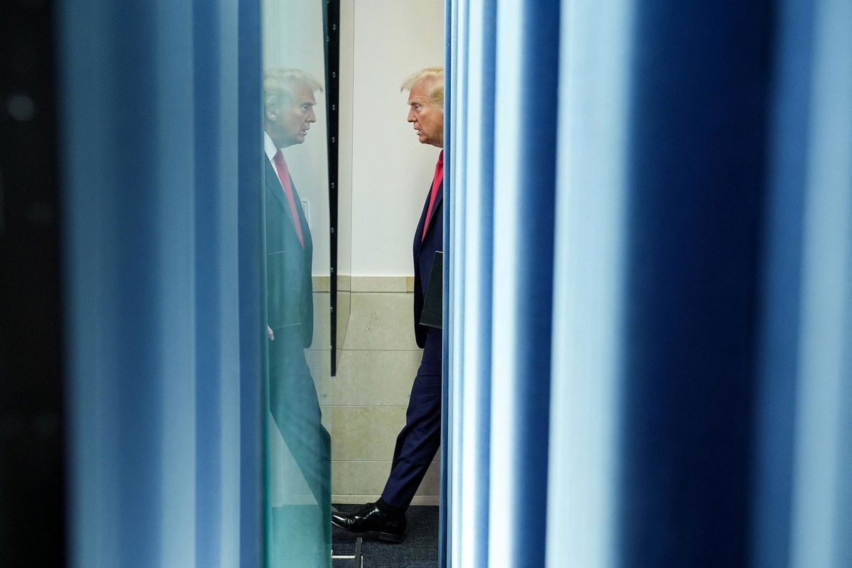 <i>Oliver Contreras/AFP/Getty Images/File via CNN Newsource</i><br/>President Donald Trump arrives to the Brady Press Briefing Room at the White House on January 30 in Washington