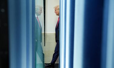 President Donald Trump arrives to the Brady Press Briefing Room at the White House on January 30 in Washington
