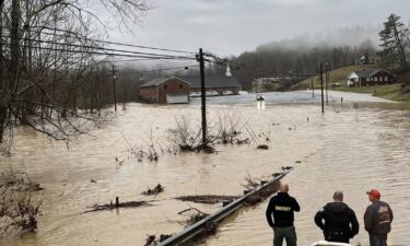A road flooded road in Knox County