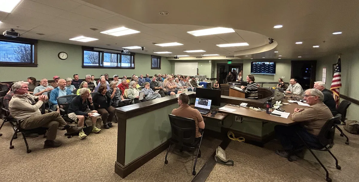 Photo of the Town Hall held on May 8th in the Teton County Courthouse