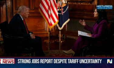 President Donald Trump takes part in an interview with NBC News on Friday.