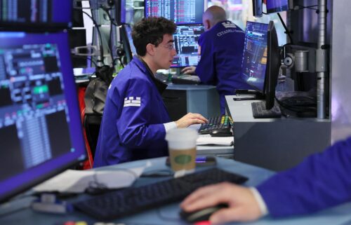 Traders work on the floor of the New York Stock Exchange.