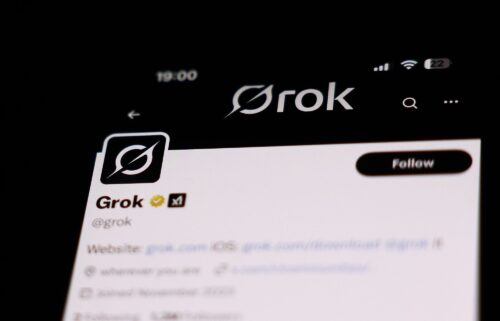 Grok account on X displayed on a phone screen is seen in this illustration photo taken in Krakow